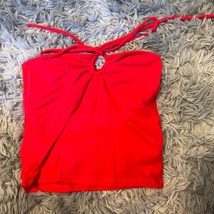Hollister Red Tank Top with Cut Out Tie Front